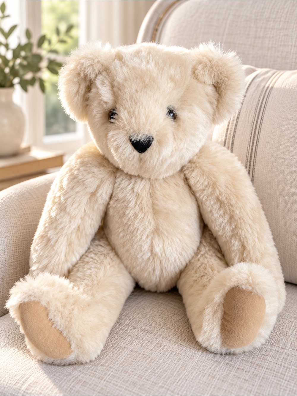 Vermont Teddy Bear 16” Classic Jointed Cream Bear Handmade Vermont 2012